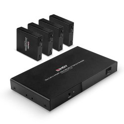 Lindy - 70m Cat.6 4 Port HDMI 4K60 Splitter Extender - AV transmitter &amp; receiver - 3840 x 2160 pixels - Cat6 - 70 m - GS