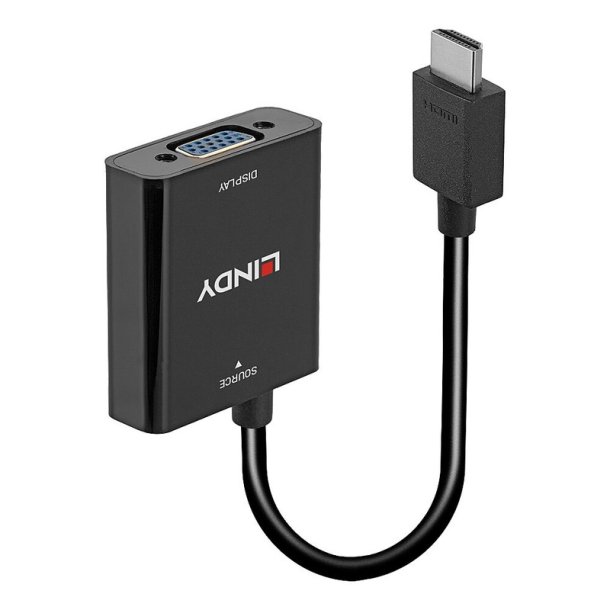 Lindy - HDMI to VGA Converter - Straight - 0.1 m - HDMI Type A (Standard) - VGA (D-Sub) - Male - Female