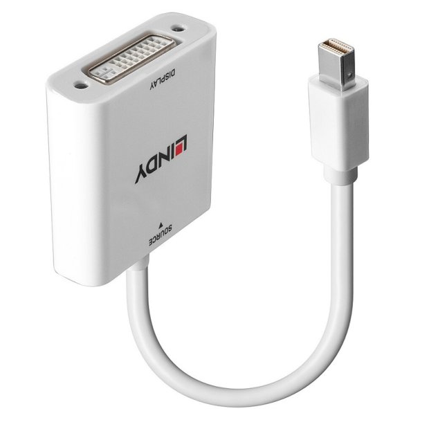 Lindy - Mini DisplayPort to DVI Converter - Straight - 0.18 m - Mini DisplayPort - DVI-I - Male - Female