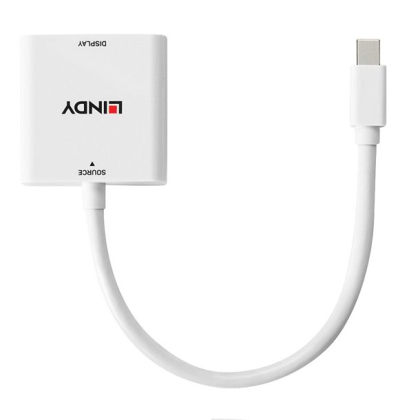 Lindy - Mini DisplayPort to DVI Converter - Straight - 0.18 m - Mini DisplayPort - DVI-I - Male - Female