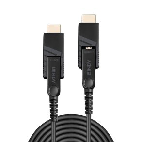 Lindy - 100m Fibre Optic Hybrid Micro-HDMI 18G Cable with Detachable HDMI and DVI Connectors - 100 m - HDMI Type D (Micr
