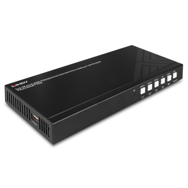 Lindy - 5 Port Seamless Presentation Switch HDBaseT Extender - Transmitter - AV transmitter - 3840 x 2160 pixels - Cat6 