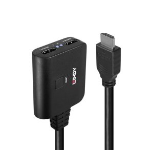 Lindy - 2 Port HDMI 4K60 Splitter Cable - HDMI - 2x HDMI - 2.0 - 2 - Black - Acrylonitrile butadiene styrene (ABS)
