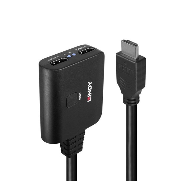 Lindy - 2 Port HDMI 4K60 Splitter Cable - HDMI - 2x HDMI - 2.0 - 2 - Black - Acrylonitrile butadiene styrene (ABS)