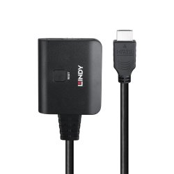 Lindy - 2 Port HDMI 4K60 Splitter Cable - HDMI - 2x HDMI - 2.0 - 2 - Black - Acrylonitrile butadiene styrene (ABS)