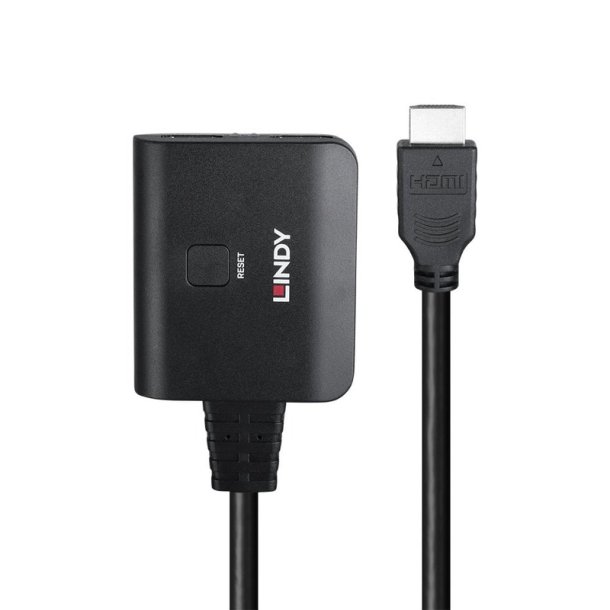 Lindy - 2 Port HDMI 4K60 Splitter Cable - HDMI - 2x HDMI - 2.0 - 2 - Black - Acrylonitrile butadiene styrene (ABS)