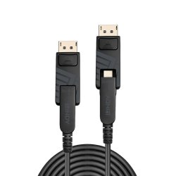 Lindy - 50m Fibre Optic Hybrid Mini DisplayPort 1.4 Cable with Detachable DP Connectors - Gold - 1.4 - 7680 x 4320 pixel