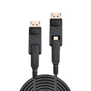 Lindy - 50m Fibre Optic Hybrid Mini DisplayPort 1.4 Cable with Detachable DP Connectors - Gold - 1.4 - 7680 x 4320 pixel