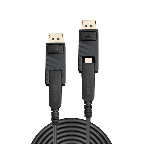Lindy - 100m Fibre Optic Hybrid Mini DisplayPort 1.4 Cable with Detachable DP Connectors - Gold - 1.4 - 7680 x 4320 pixe