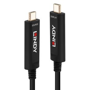 Lindy - 15m Fibre Optic Hybrid USB Type C Cable, Audio / Video Only - USB C - Male - Straight - Black - 15 m - 4.5 mm