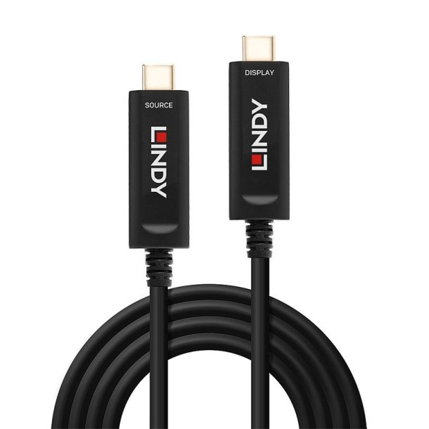 Lindy - 15m Fibre Optic Hybrid USB Type C Cable, Audio / Video Only - USB C - Male - Straight - Black - 15 m - 4.5 mm
