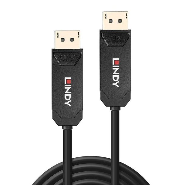 Lindy - 10m Fibre Optic Hybrid DP 2.0 UHBR10 Cable - Straight - Gold - 2.0 - 7680 x 4320 pixels - 144 Hz - 10 m