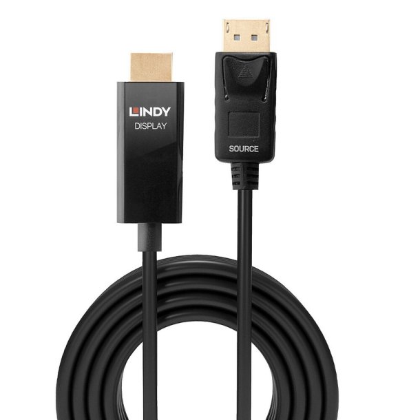 Lindy - 5m DP to HDMI Adapter Cable with HDR - Straight - Gold - 5 m - DisplayPort - HDMI Type A (Standard) - Male