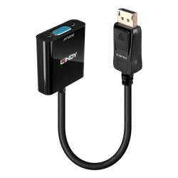 Lindy - DisplayPort 1.2 to VGA Active Converter - Straight - Gold - 0.15 m - VGA (D-Sub) - DisplayPort - Male