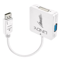 Lindy - DisplayPort 1.2 to HDMI 1.4, DVI and VGA Active Converter - DisplayPort - DVI-D + VGA (D-Sub) + HDMI - Male - Fe