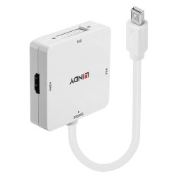 Lindy - Mini DisplayPort 1.2 to HDMI 1.4, DVI and VGA Converter - 0.2 m - 2160p - White - Active video converter - 10 - 