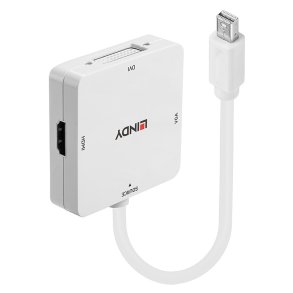 Lindy - Mini DisplayPort 1.2 to HDMI 1.4, DVI and VGA Converter - 0.2 m - 2160p - White - Active video converter - 10 - 