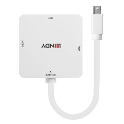 Lindy - Mini DisplayPort 1.2 to HDMI 1.4, DVI and VGA Converter - 0.2 m - 2160p - White - Active video converter - 10 - 
