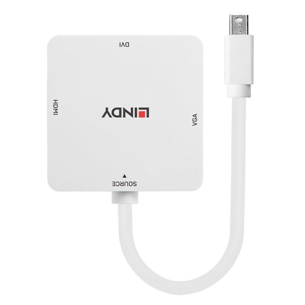 Lindy - Mini DisplayPort 1.2 to HDMI 1.4, DVI and VGA Converter - 0.2 m - 2160p - White - Active video converter - 10 - 