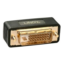 Lindy - Premium DVI-D Coupler, Male to Female - DVI-I - DVI-D - Male - Female - Gold - Black