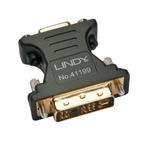 Lindy - DVI-A Male to VGA Female Adapter, Black - VGA - DVI-I - Female - Black, Gold