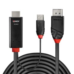 Lindy - 1m HDMI to DisplayPort Cable - Straight - Nickel - 1 m - HDMI + USB Type-A - DisplayPort - Male