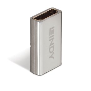 Lindy - HDMI 2.1 Female to Female Coupler - HDMI 2.1 - Female - Straight - Gold - Silver - Metal