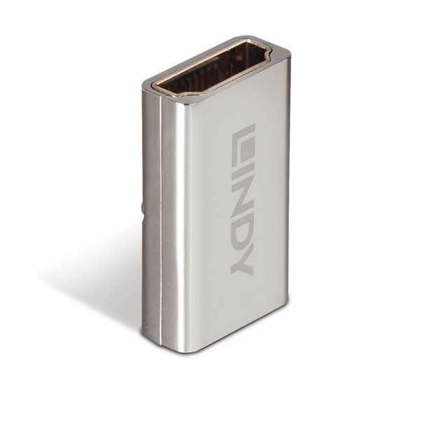 Lindy - HDMI 2.1 Female to Female Coupler - HDMI 2.1 - Female - Straight - Gold - Silver - Metal