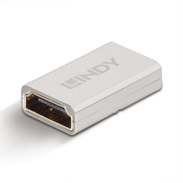 Lindy - HDMI 2.1 Female to Female Coupler - HDMI 2.1 - Female - Straight - Gold - Silver - Metal