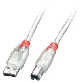 Lindy - 3m USB 2.0 Cable - Type A To B, Transparent - USB 2.0 - USB A - USB B - Male - Straight - 28/26