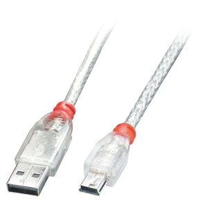 Lindy - 0.2m USB 2.0 Cable - Type A To Mini-B, Transparent - USB 2.0 - USB A - Mini-USB B - Male - Straight - 28/28