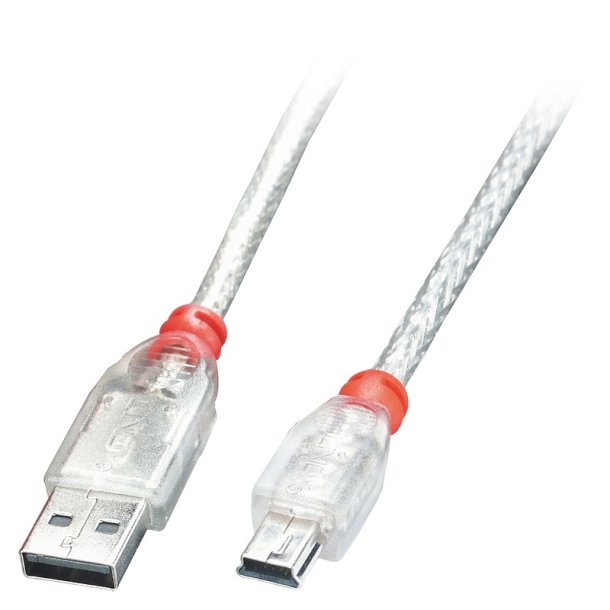 Lindy - 0.2m USB 2.0 Cable - Type A To Mini-B, Transparent - USB 2.0 - USB A - Mini-USB B - Male - Straight - 28/28