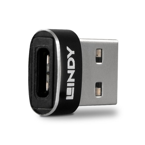 Lindy - USB 2.0 Low Profile Type A to C Adapter - USB Type-A - USB Type-C - Male - Female - Straight - 2.0