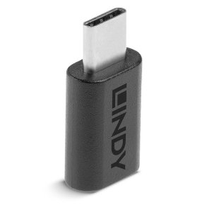 Lindy - USB 3.2 Type C to C Adapter - USB 3.2 Type C - Male - Female - Straight - Nickel/Gold - Black