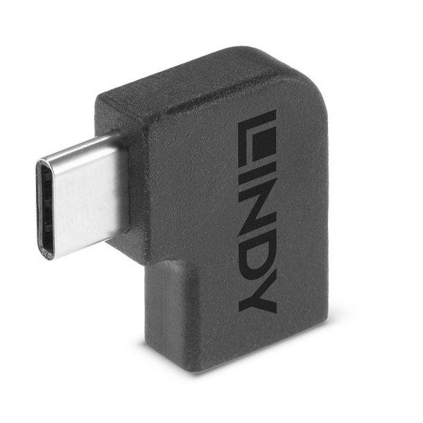 Lindy - USB 3.2 Type C to C 90&deg; Adapter - USB 3.2 Type C - Male - Female - Angled - Straight - Nickel/Gold