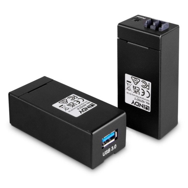 Lindy - 200m Fibre Optic USB 3.0 Extender - AV transmitter &amp; receiver - 200 m - Metal - Black - CE, UKCA, FCC, RoHS, REA