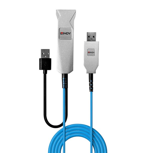 Lindy - 30m Fibre Optic USB 3.0 Cable - USB 3.2 Gen 1 (3.1 Gen 1) - USB A - 2 x USB A - Male - Male/Female - Straight
