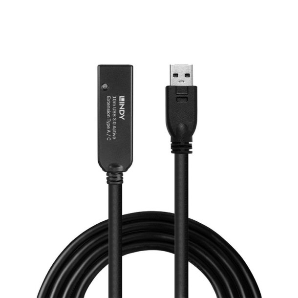 Lindy - 10m USB 3.0 Active Extension Type A to C - USB 3.2 Gen 1 (3.1 Gen 1) - USB A - USB C - Male - Female - Straight