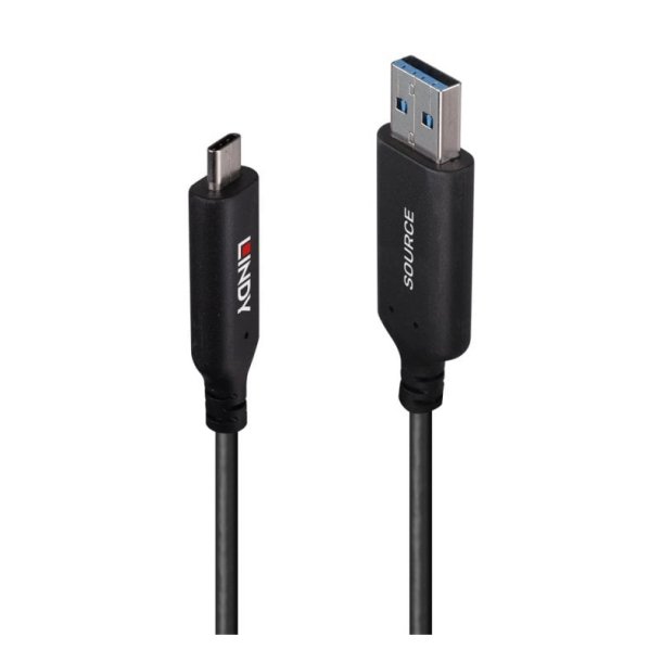 Lindy - 10m USB 3.2 Gen 1 Type A to C Fibre Optic Hybrid Cable - USB 3.2 Gen 1 (3.1 Gen 1) - USB A - USB C - Male - Stra