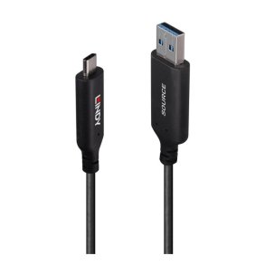 Lindy - 50m USB 3.2 Gen 1 Type A to C Fibre Optic Hybrid Cable - USB 3.2 Gen 1 (3.1 Gen 1) - USB A - USB C - Male - Stra