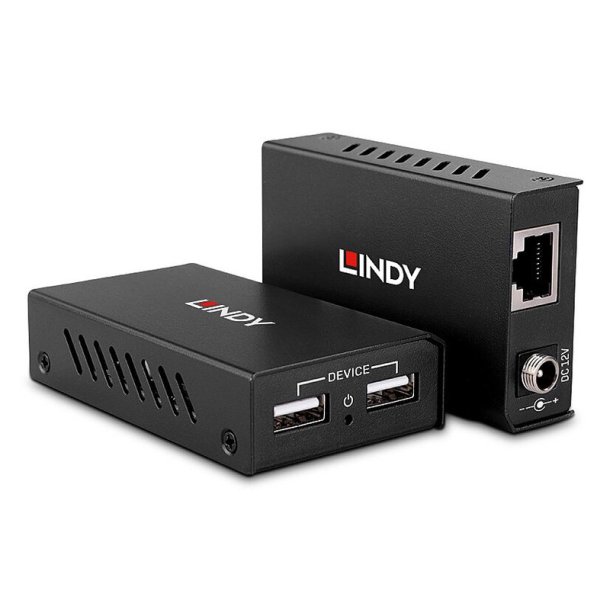 Lindy - 100m 2 Port USB 2.0 Cat. 6 Extender - AV transmitter &amp; receiver - 100 m - VA6000 - 0.48 Gbit/s - Metal - Black