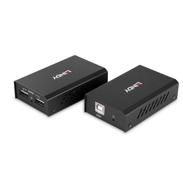 Lindy - 100m 2 Port USB 2.0 Cat. 6 Extender - AV transmitter &amp; receiver - 100 m - VA6000 - 0.48 Gbit/s - Metal - Black
