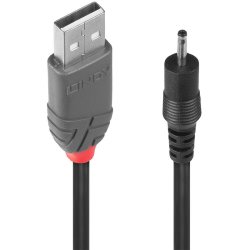 Lindy - 1.5m USB to 0.7mm Inner / 2.5mm Outer DC Cable - Black - Male - 1.5 m - USB A - EIAJ-01 (2.5 mm, 0.7 mm) - 5 V