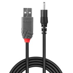 Lindy - 1.5m USB to 0.7mm Inner / 2.5mm Outer DC Cable - Black - Male - 1.5 m - USB A - EIAJ-01 (2.5 mm, 0.7 mm) - 5 V
