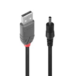 Lindy - USB 2.0 Type A to 3.5mm DC Cable, 1.5m - Black - Male - 1.5 m - USB A - 5 V - DC devices