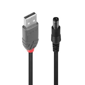 Lindy - USB 2.0 Type A to 5.5mm DC Cable, 1.5m - USB 2.0 - USB A - DC - Male/Male - Male - Black