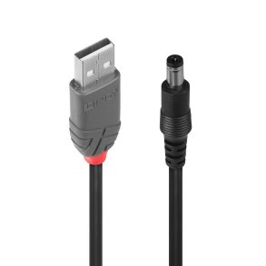 Lindy - Adapter Cable USB A male - DC 5.5/2.1 mm male - USB 2.0 - USB A - DC - Male/Male - Male - Black
