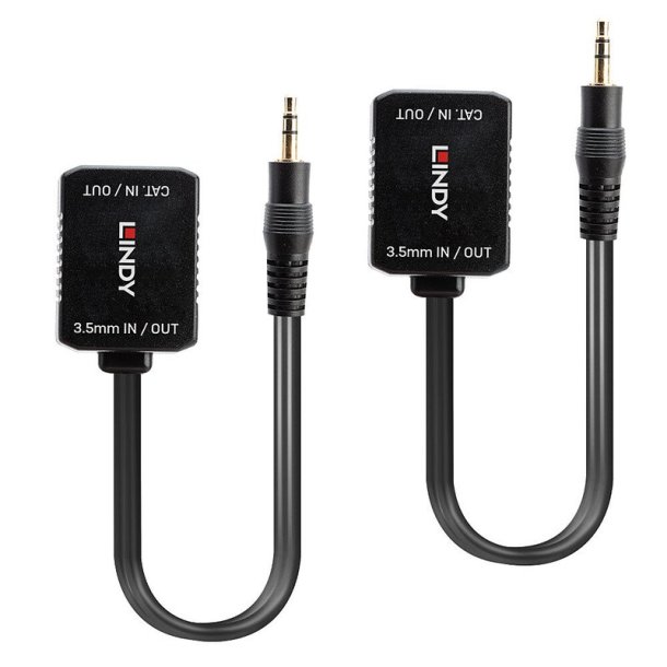 Lindy - 500m Cat.6 3.5mm Analogue Audio Extender - AV transmitter &amp; receiver - Cat5, Cat6 - 100 m - stereo - Black - 1