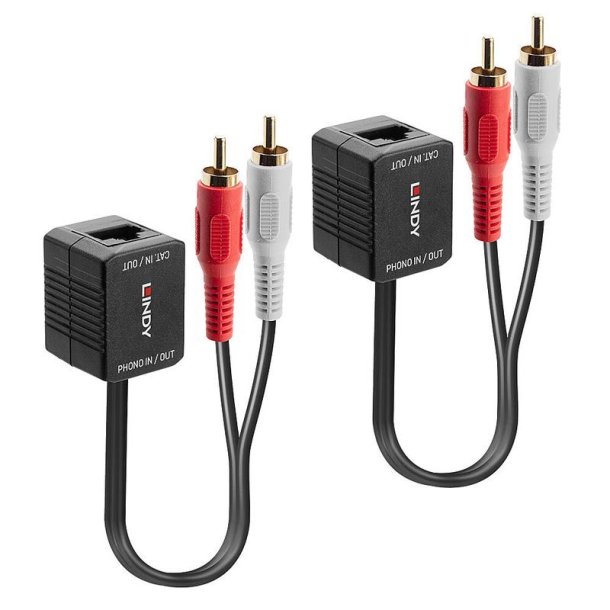Lindy - 500m Cat.6 Phono Analogue Audio Extender - AV transmitter - Cat5 - 100 m - Black, Red, White - 2 - 2xRCA