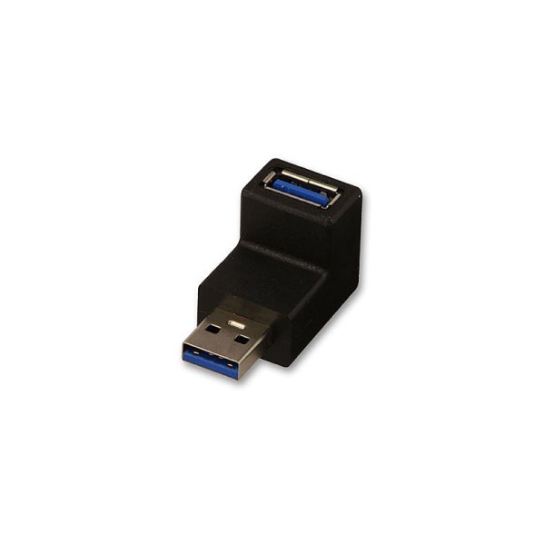 Lindy - USB 3.2 Type A to A 90&deg; Adapter, up - USB 3.0 - Male - Female - Black - 1 pc(s)